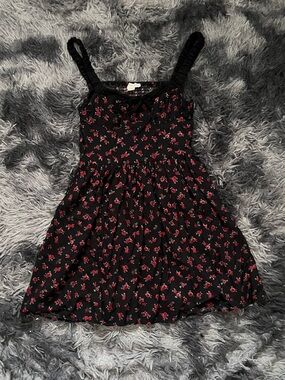 Black with Red Rose mini dress